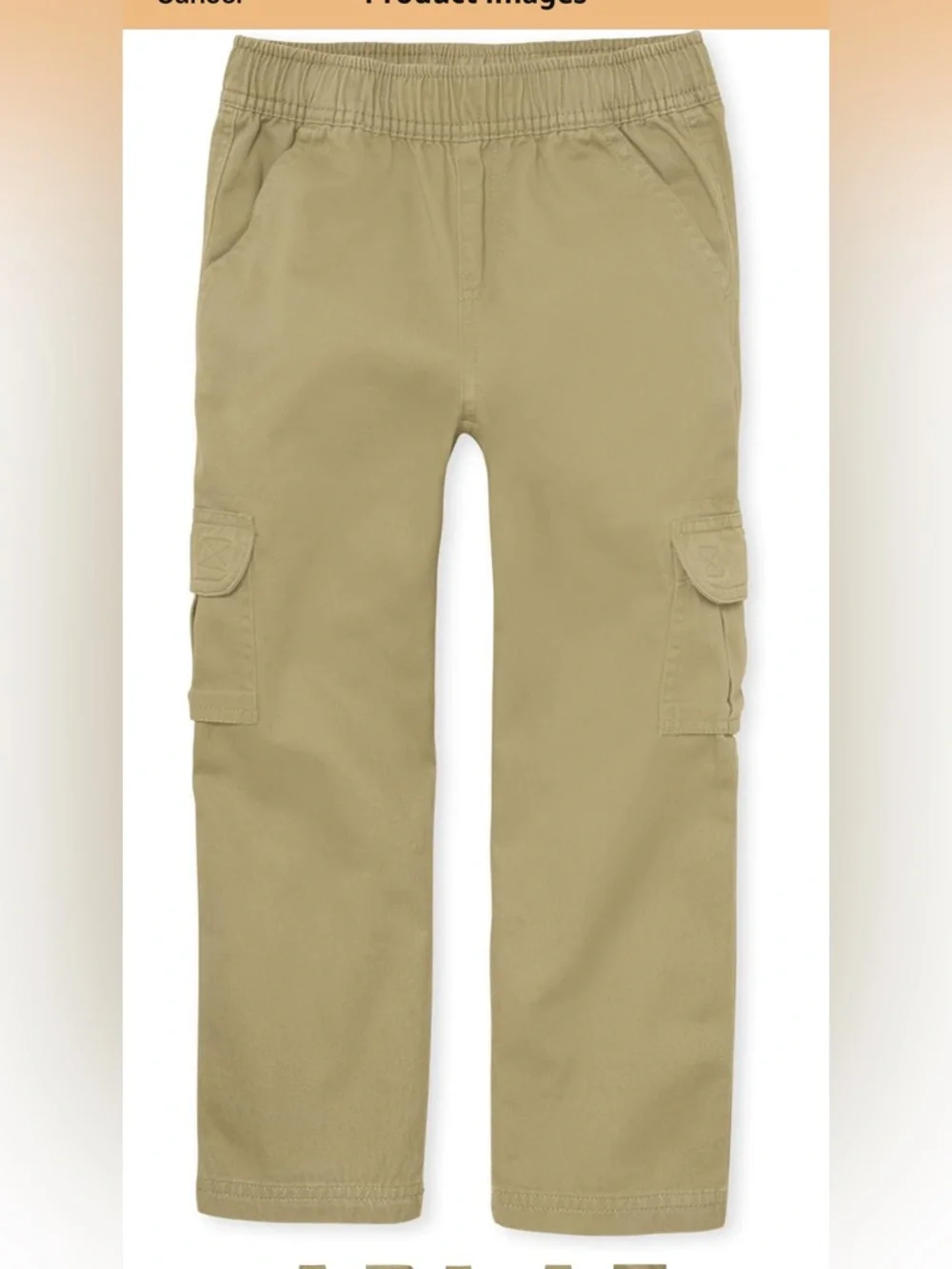 The Children's Place Boys 10 Husky Khaki Uniform Mid Rise Pull on Cargo Pants D1